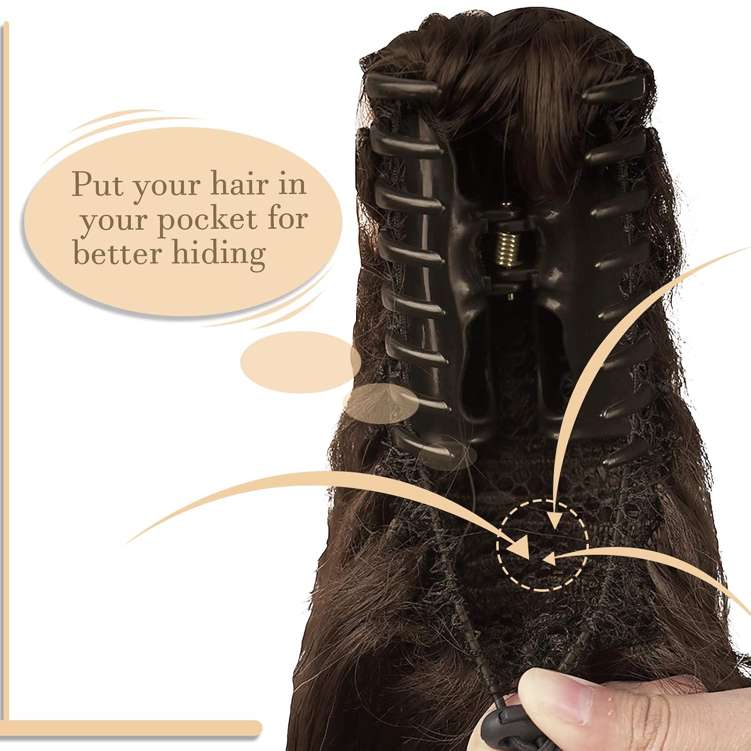 13" Ponytail Extension Long Clip in Claw Hair Extension Human Hair Wig piece