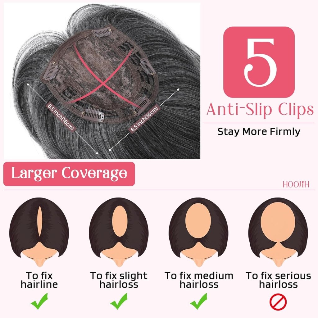 Short Layered Hair Topper with Bangs for Women with Thinning Hair 14 Inch 100% Human Hair Wigs Piece