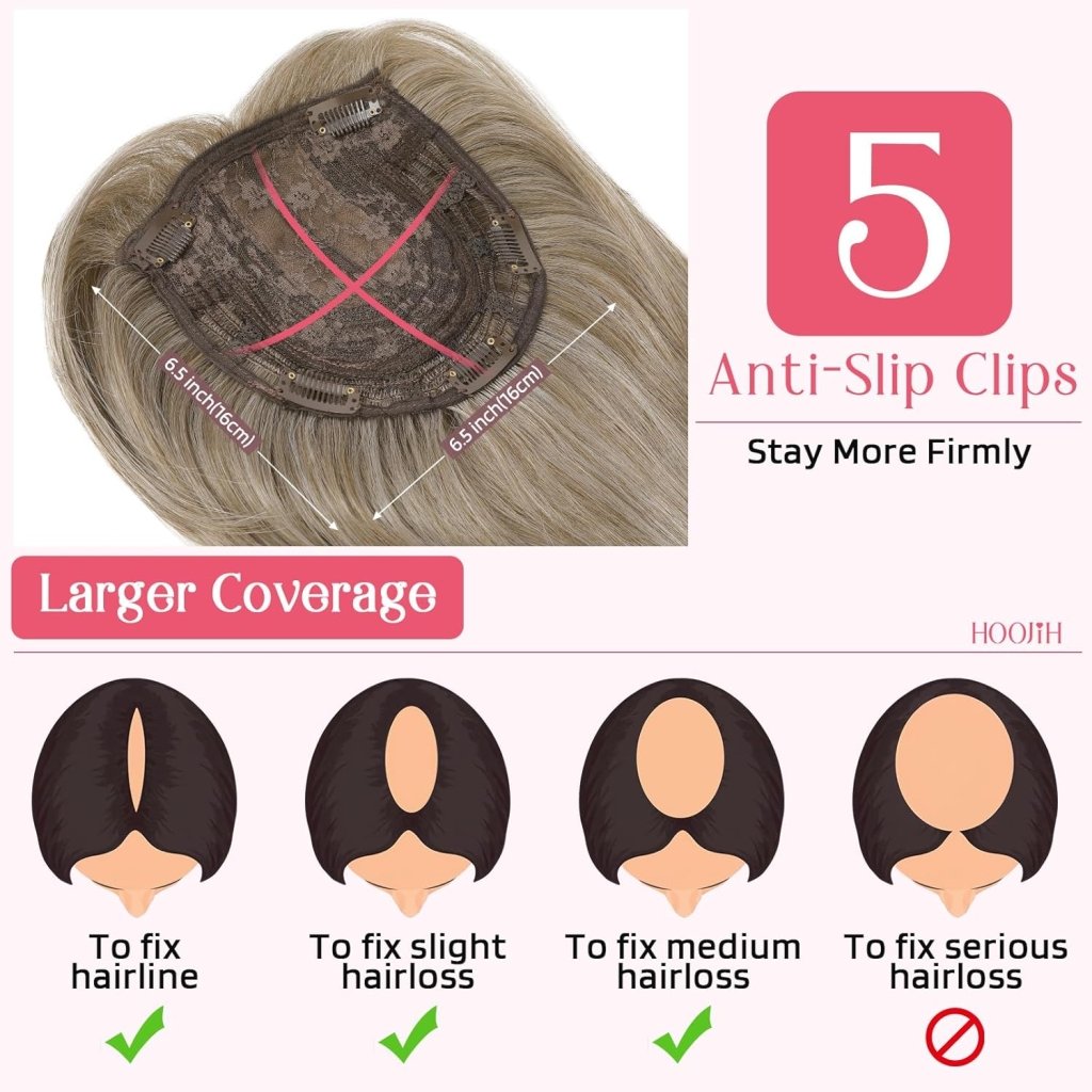 Short Layered Hair Topper with Bangs for Women with Thinning Hair 14 Inch 100% Human Hair Wigs Piece
