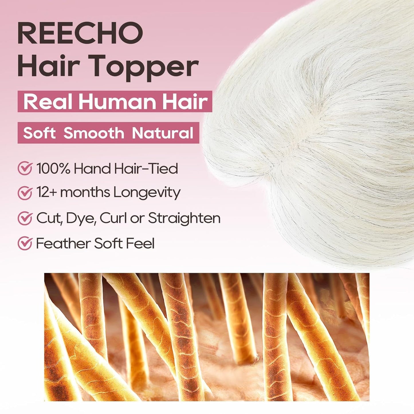 Real Human Hair Topper 10 inch Women Hair Toppers for Thinning Hair Light Grey Wigs