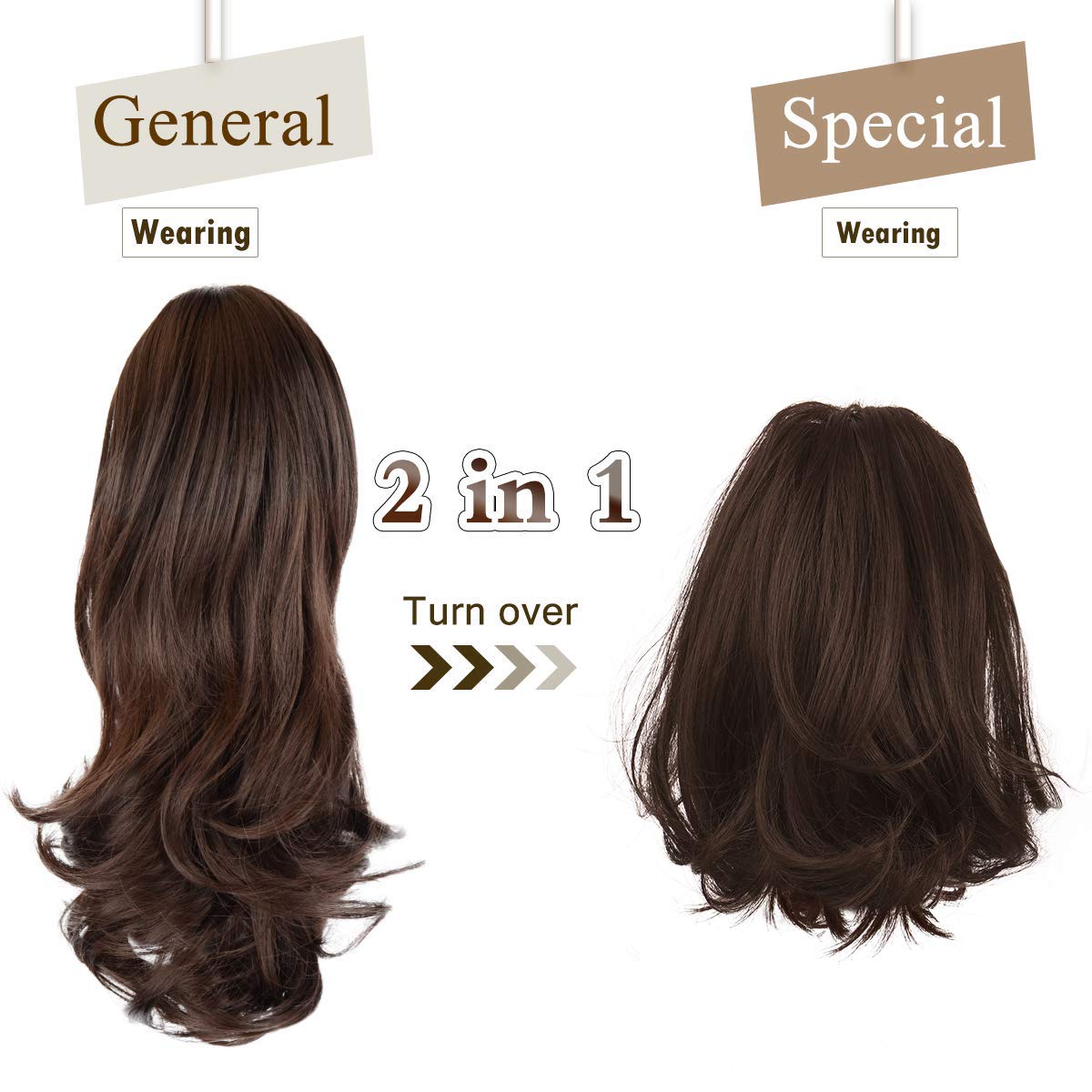 13" Ponytail Extension Long Clip in Claw Hair Extension Human Hair Wig piece
