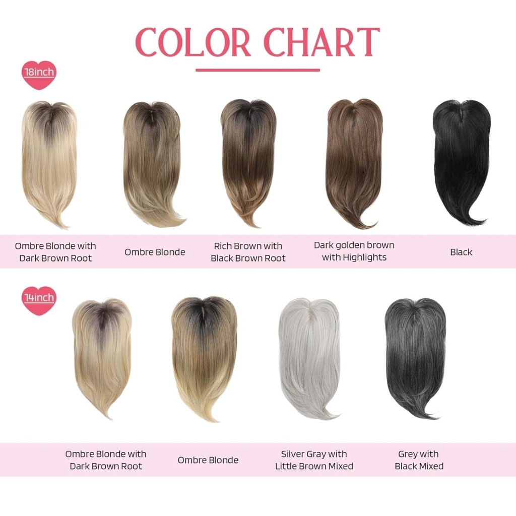 Short Layered Hair Topper with Bangs for Women with Thinning Hair 14 Inch 100% Human Hair Wigs Piece