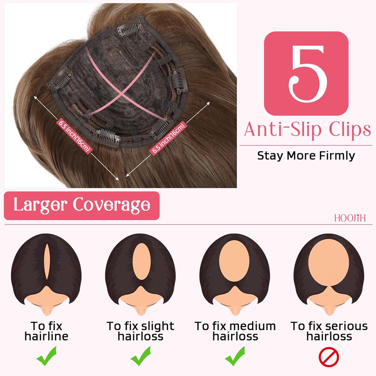 Short Layered Hair Topper with Bangs for Women with Thinning Hair 14 Inch 100% Human Hair Wigs Piece