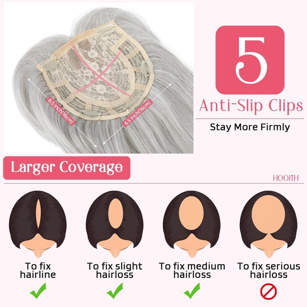 Short Layered Hair Topper with Bangs for Women with Thinning Hair 14 Inch 100% Human Hair Wigs Piece