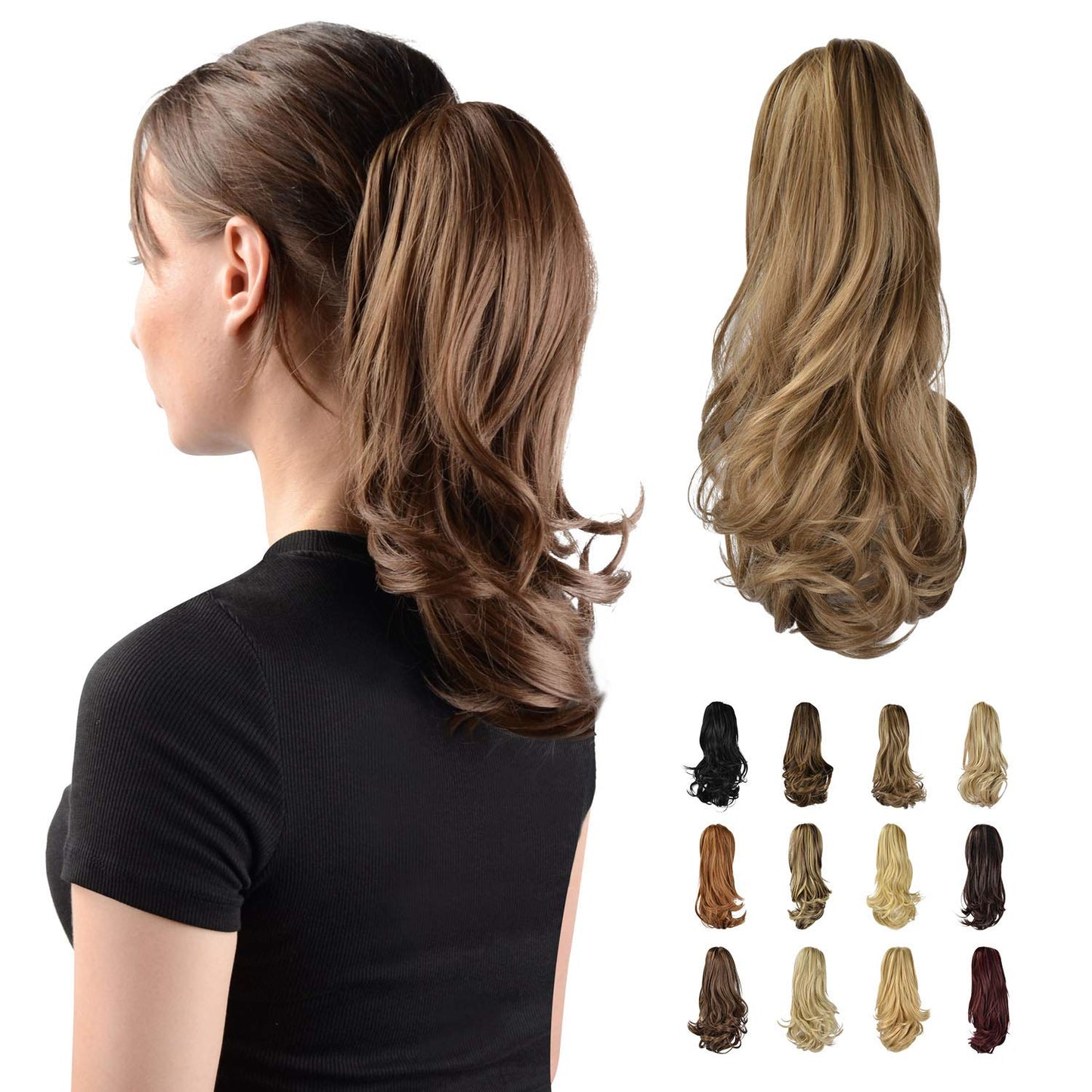 13" Ponytail Extension Long Clip in Claw Hair Extension Human Hair Wig piece