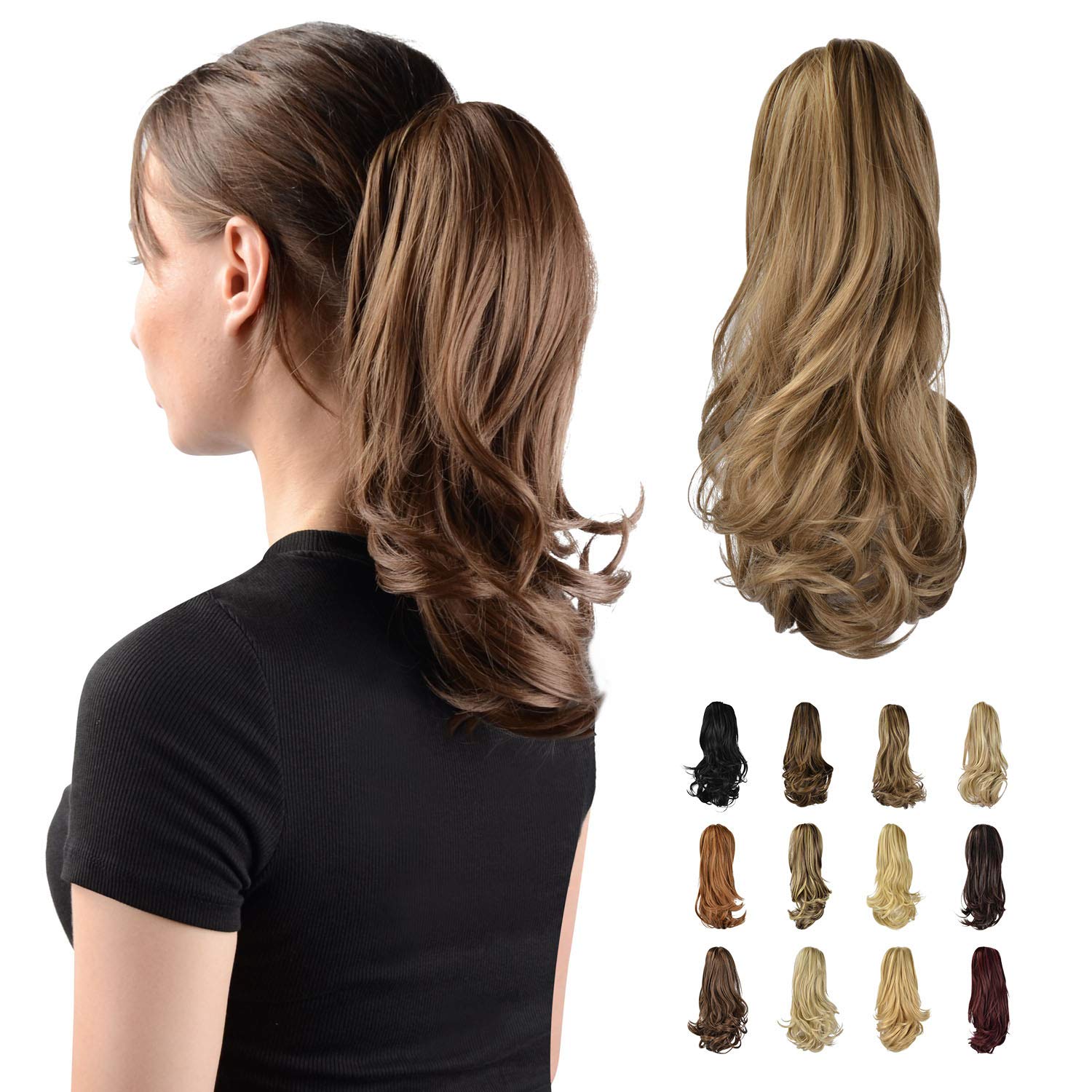 13" Ponytail Extension Long Clip in Claw Hair Extension Human Hair Wig piece