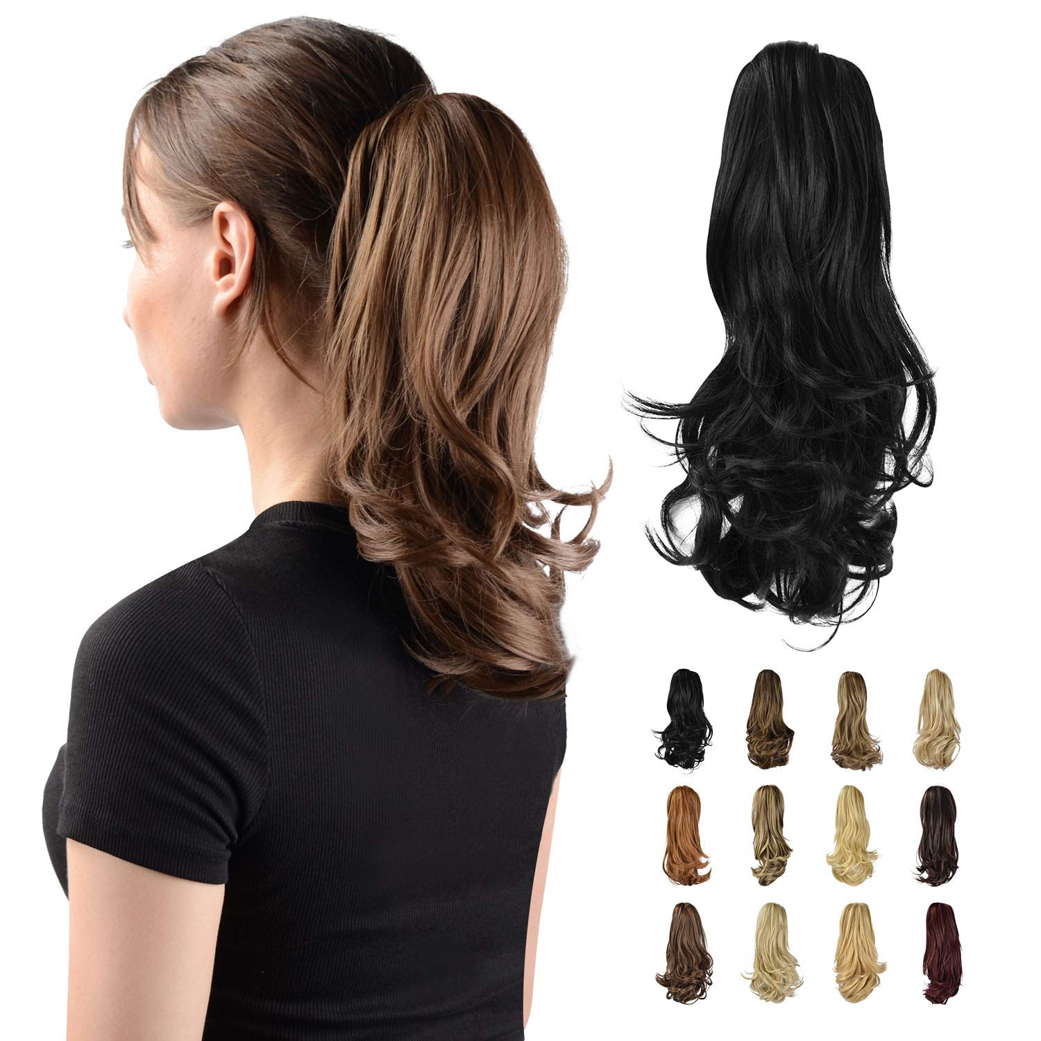 13" Ponytail Extension Long Clip in Claw Hair Extension Human Hair Wig piece