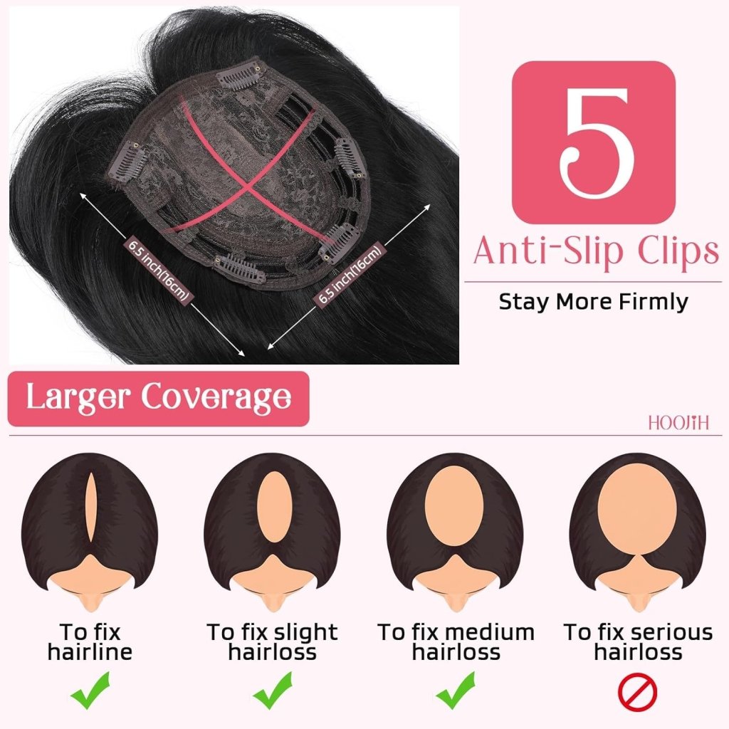 Short Layered Hair Topper with Bangs for Women with Thinning Hair 14 Inch 100% Human Hair Wigs Piece
