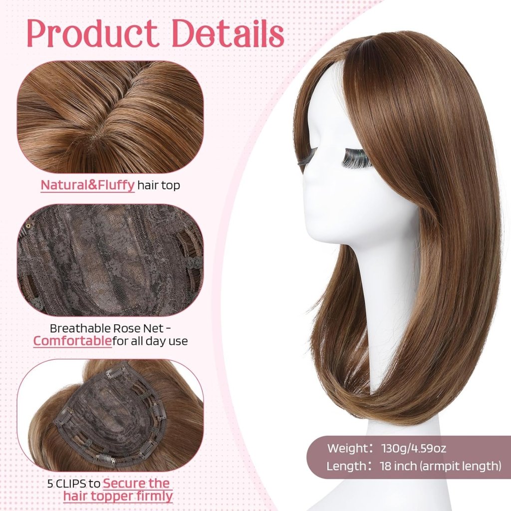 Short Layered Hair Topper with Bangs for Women with Thinning Hair 14 Inch 100% Human Hair Wigs Piece