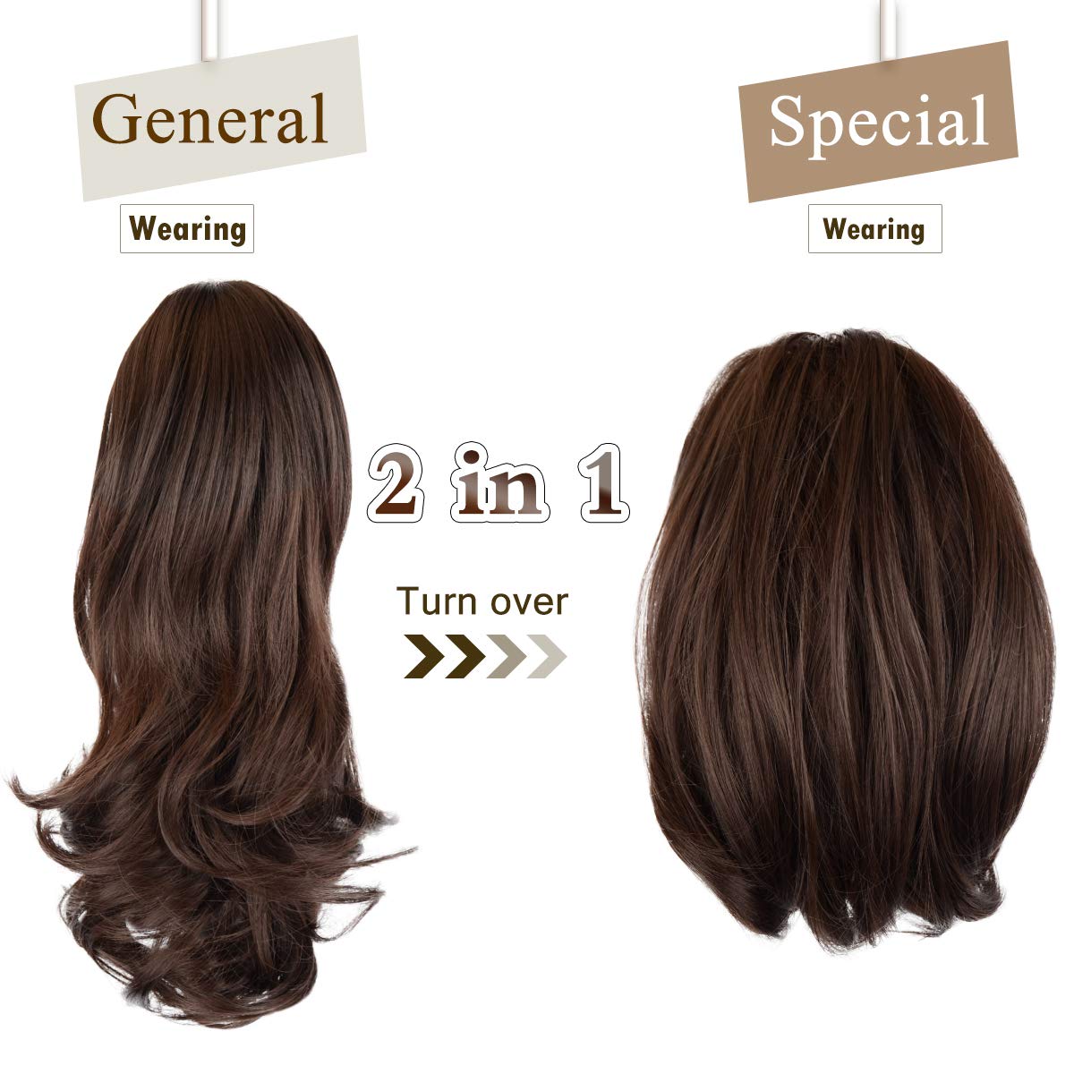 13" Ponytail Extension Long Clip in Claw Hair Extension Human Hair Wig piece