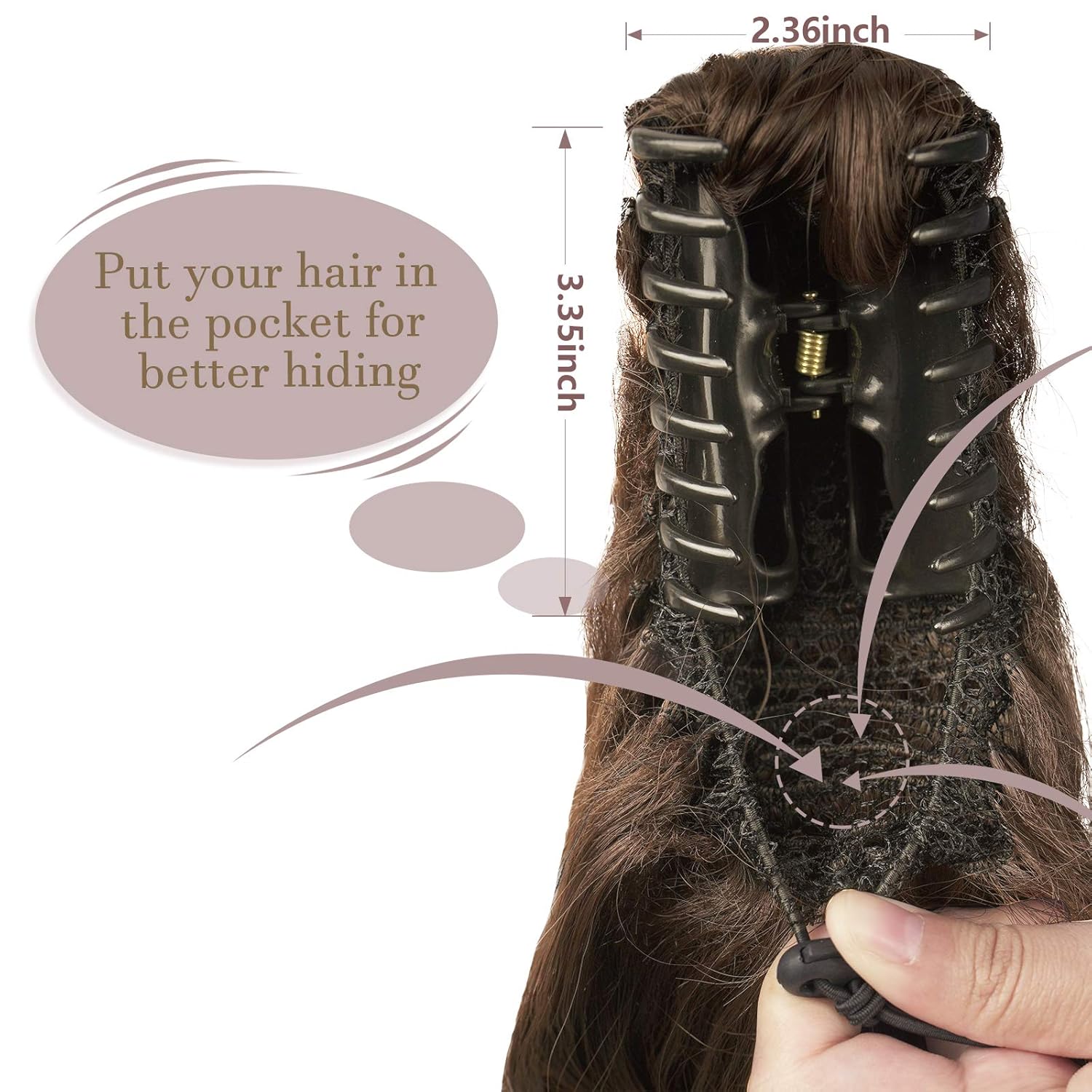 13" Ponytail Extension Long Clip in Claw Hair Extension Human Hair Wig piece