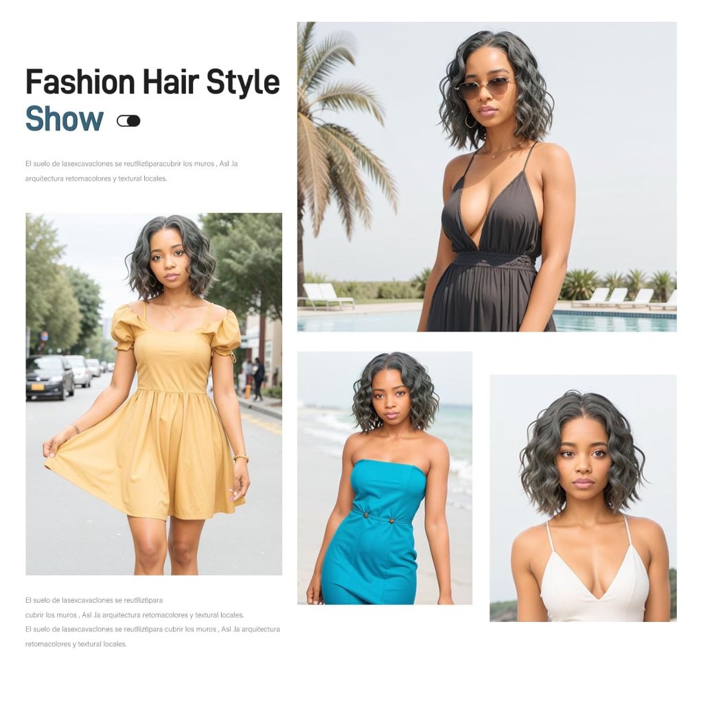 Salt And Pepper Human Hair Wigs Water Wave Grey Lace Front Wigs Short Bob Wig for Black Women