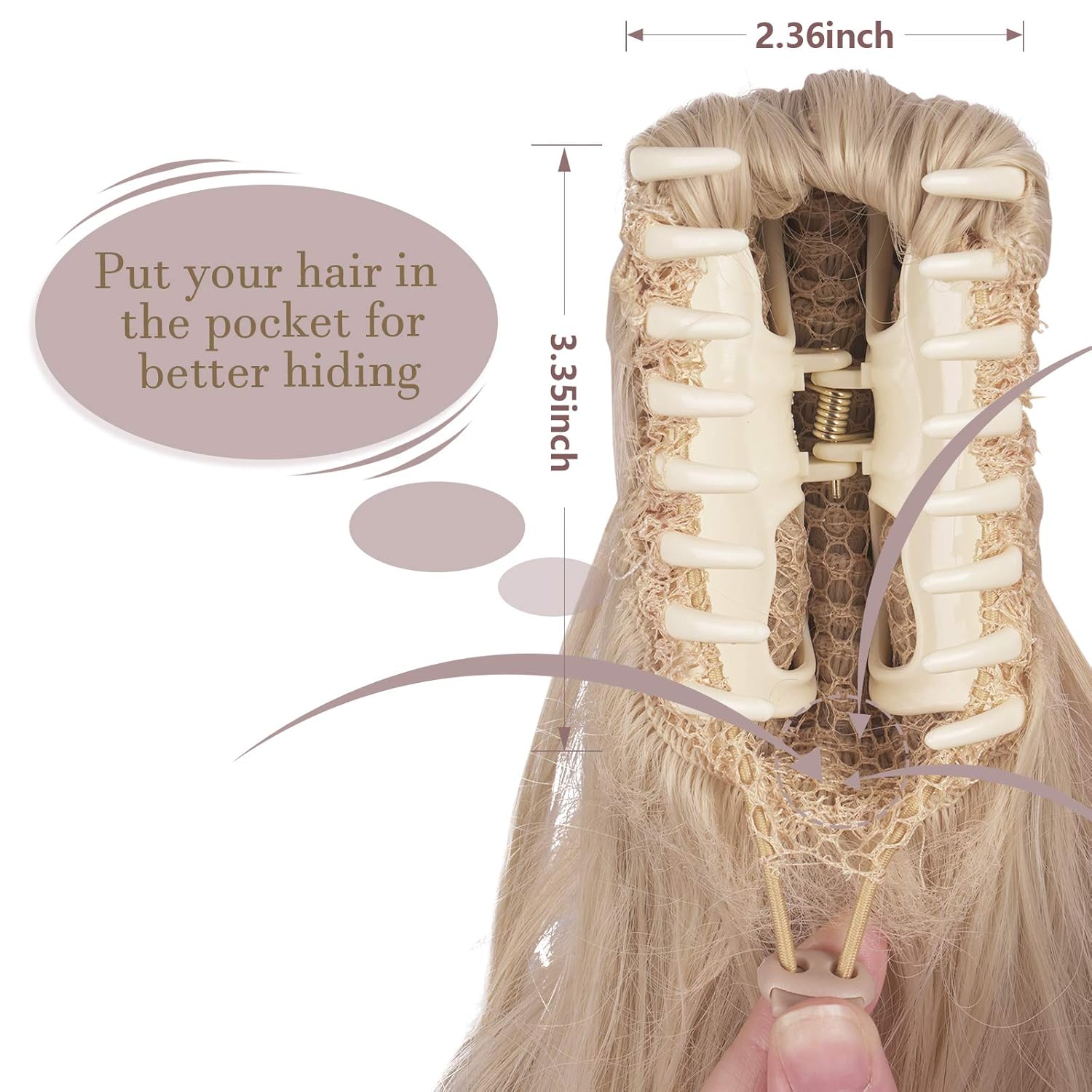 13" Ponytail Extension Long Clip in Claw Hair Extension Human Hair Wig piece