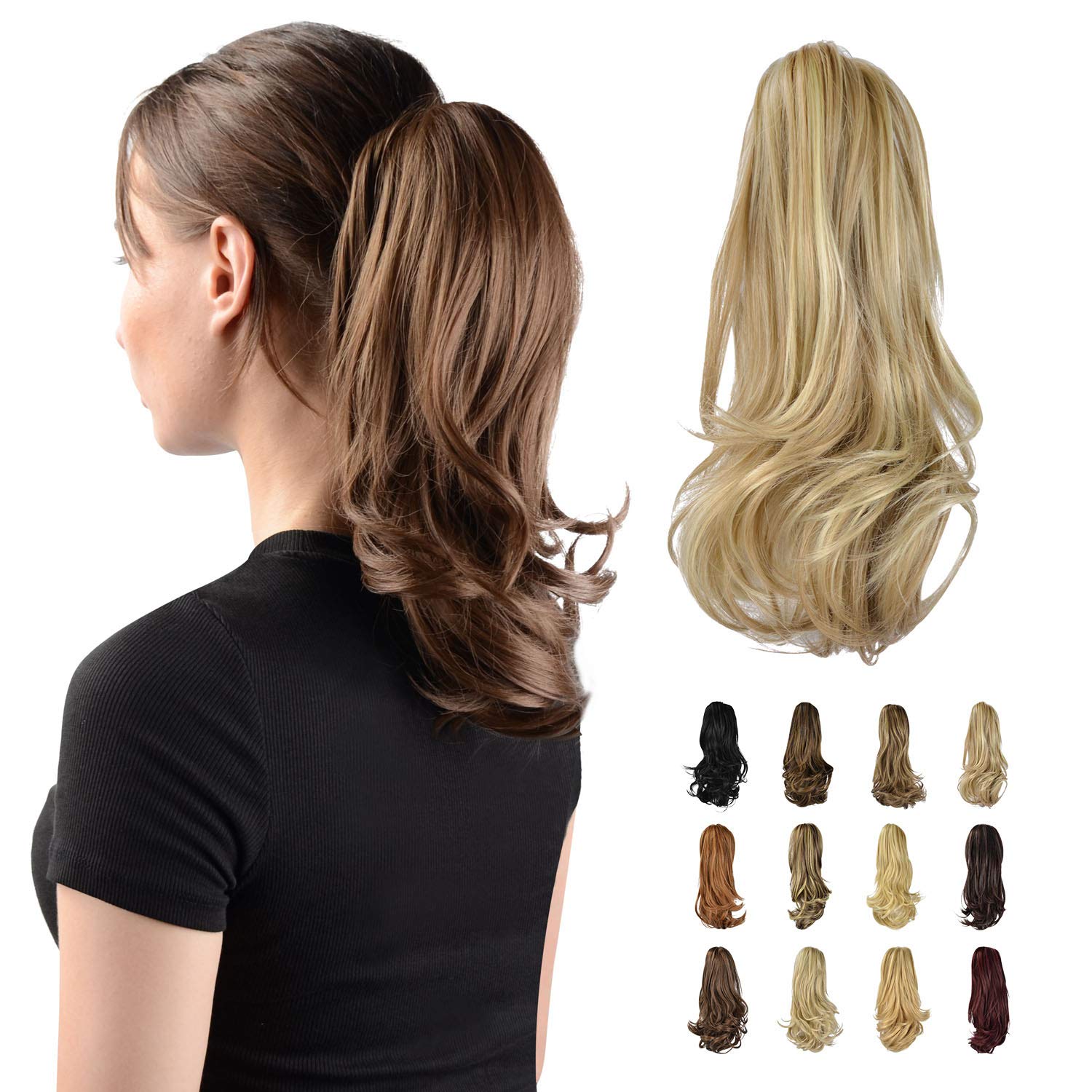13" Ponytail Extension Long Clip in Claw Hair Extension Human Hair Wig piece