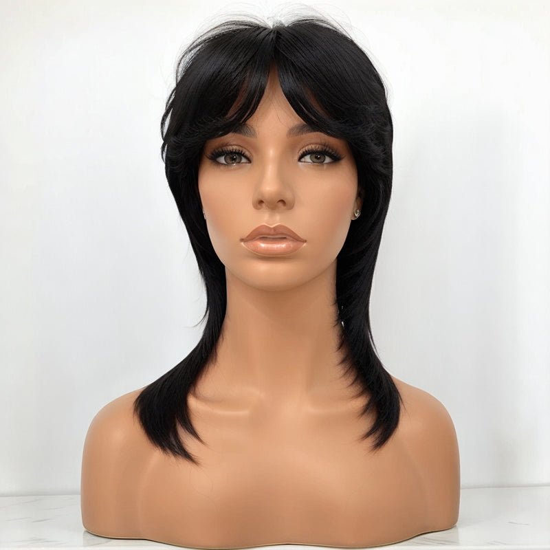 Glueless Pixie Cut 5x5 Lace Closure Wigs Short Straight Bob Wigs With Bangs for Black Women