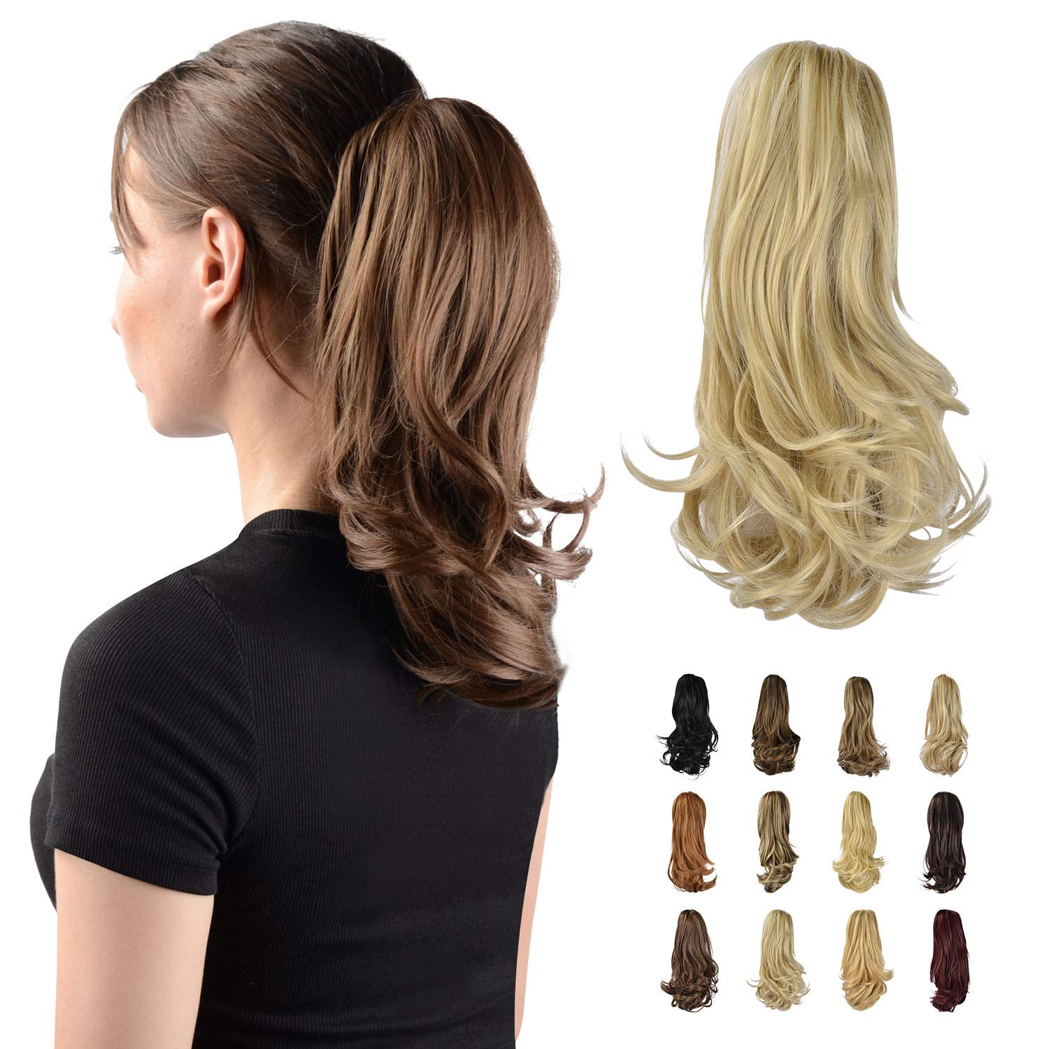 13" Ponytail Extension Long Clip in Claw Hair Extension Human Hair Wig piece