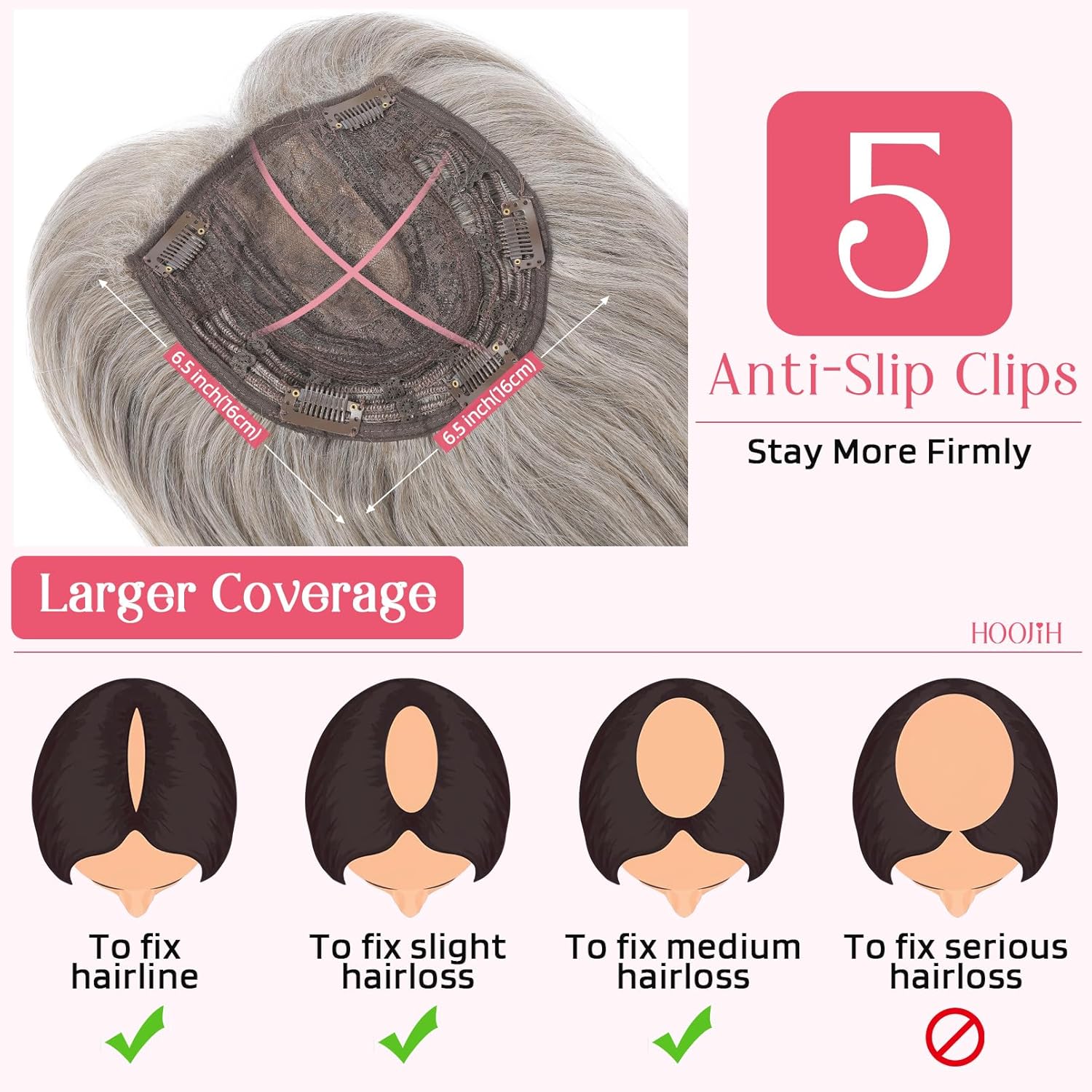 Short Layered Hair Topper with Bangs for Women with Thinning Hair 14 Inch 100% Human Hair Wigs Piece