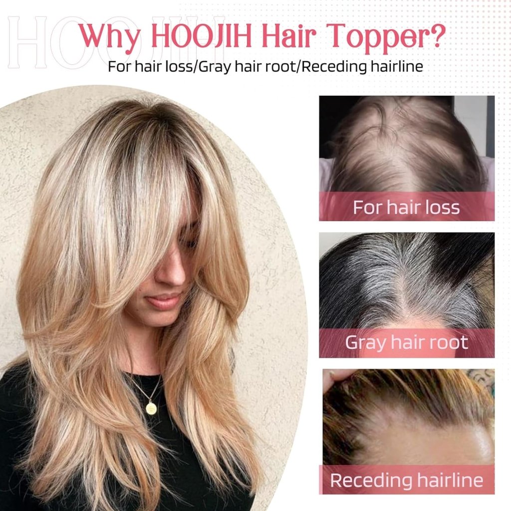 Short Layered Hair Topper with Bangs for Women with Thinning Hair 14 Inch 100% Human Hair Wigs Piece