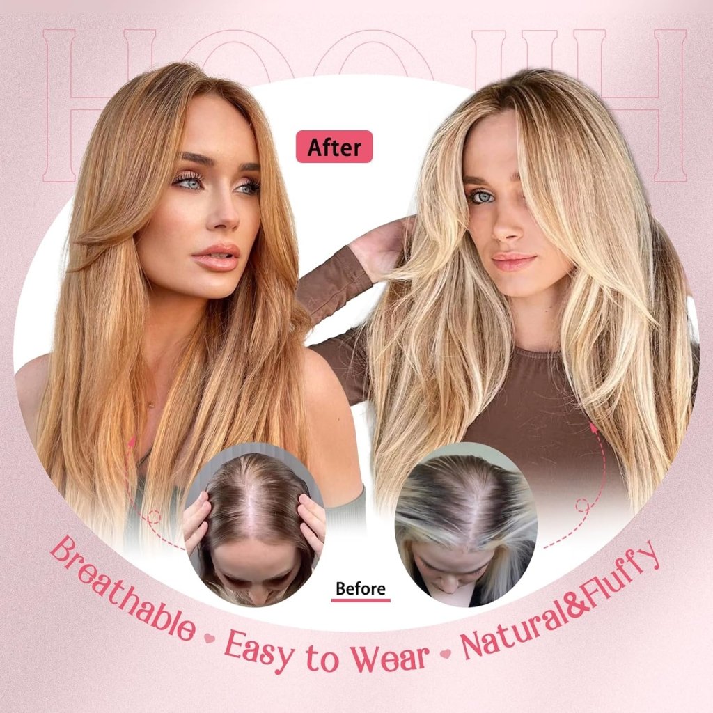 Short Layered Hair Topper with Bangs for Women with Thinning Hair 14 Inch 100% Human Hair Wigs Piece