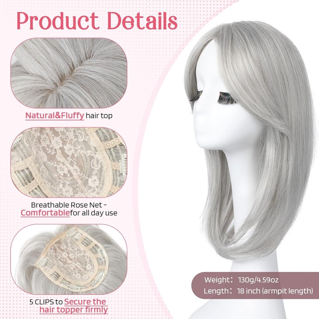 Short Layered Hair Topper with Bangs for Women with Thinning Hair 14 Inch 100% Human Hair Wigs Piece